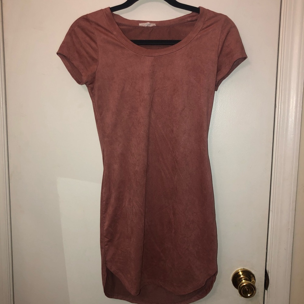 Pink T-Shirt Suede Dress